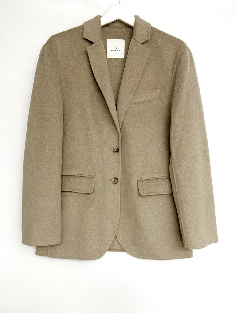 ANINE BING Quinn Wool& Cashmere Blazer - Oatmeal Melange - Picture 3 of 9